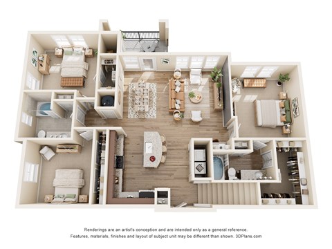 Floor plan for 3 beds, 2 baths, 1474 sqft