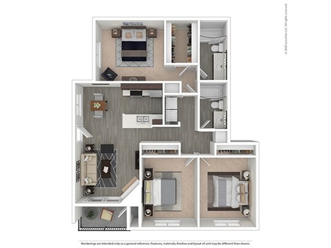 Floor plan for 3 beds, 2 baths, 1211 sqft
