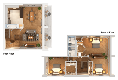 Floor plan for 3 beds, 2 baths, 1805 sqft
