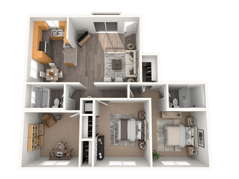 Floor plan for 3 beds, 2 baths, 1006 sqft