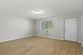 Macon apartment for rent - Element at 4411 Macon Apartments A room with a white door and a window with a view of trees.
