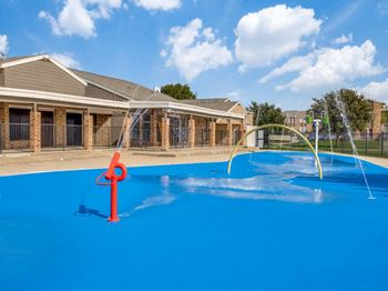 Resort-style splash park with water features