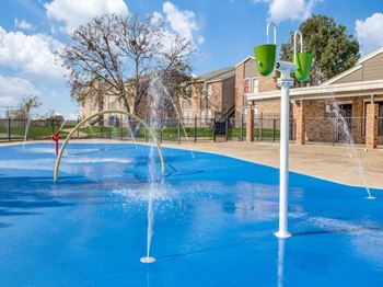 Resort-style splash park with water features