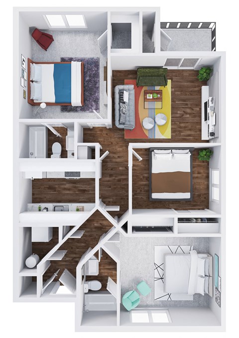 Floor plan for 3 beds, 2 baths, 1120 sqft