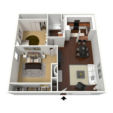 Floor plan for 2 beds, 1 bath, 800 sqft