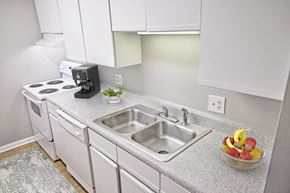 Savannah apartment for rent - Greentree Apartments in Savannah, GA photo of a kitchen with white cabinets