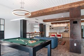 Mamaroneck apartment for rent - a game room with a pool table and a bar