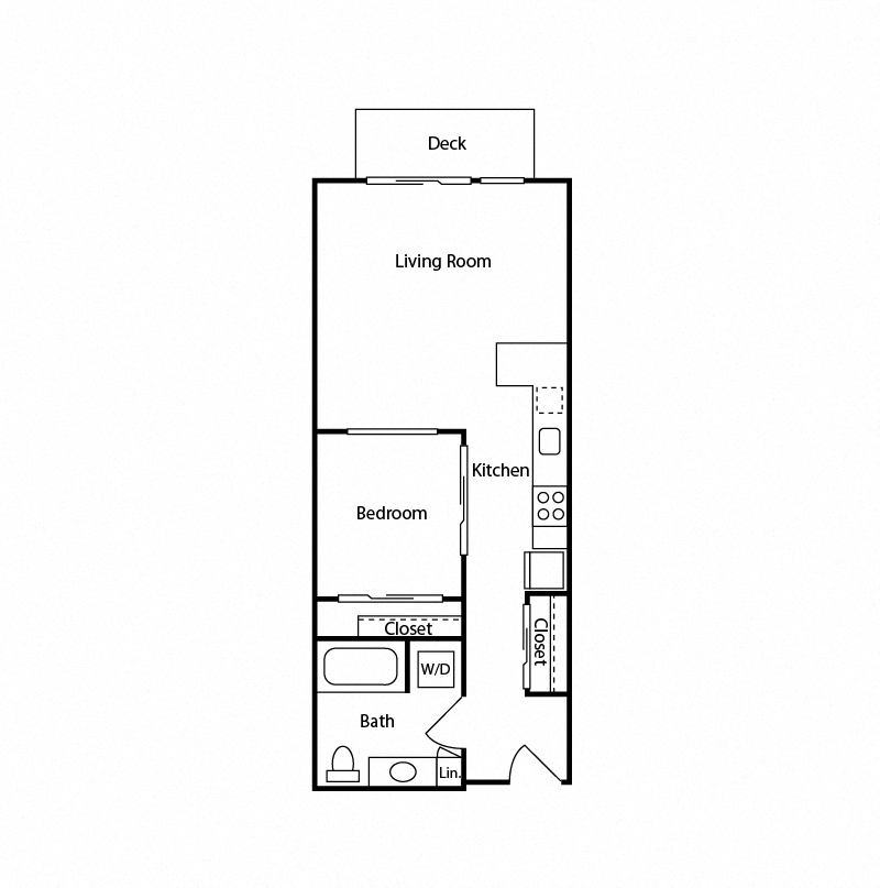 Floor plan for 1 bed, 1 bath, 546 sqft