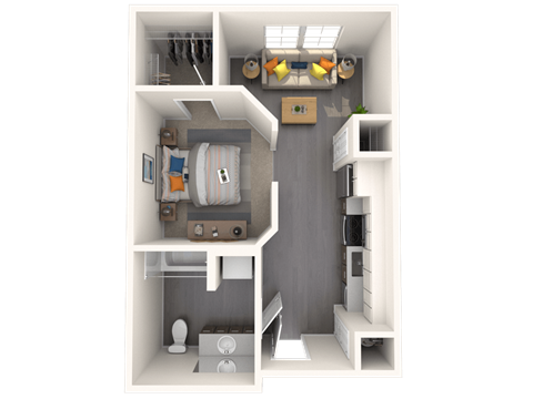 Floor plan for studio, 1 bath, 459 sqft
