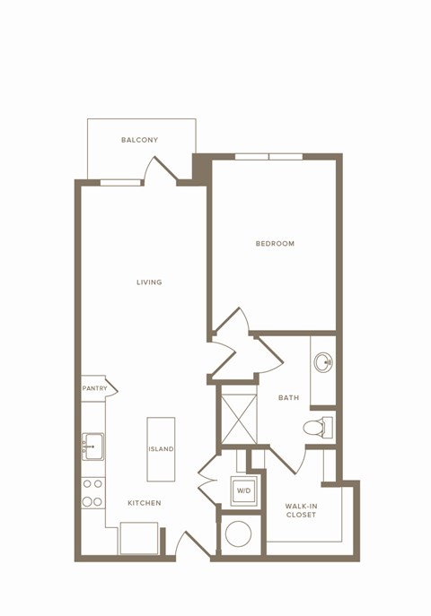 Floor plan for 1 bed, 1 bath, 695 sqft