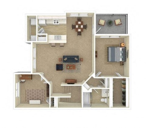 Floor plan for 1 bed, 1 bath, 976 sqft