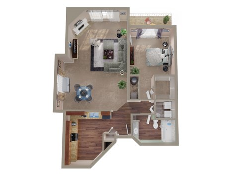 Floor plan for 1 bed, 1 bath, 820 sqft