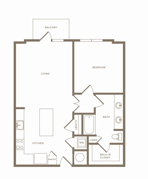 Floor plan for 1 bed, 1 bath, 920 sqft