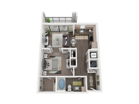 Floor plan for 1 bed, 1 bath, 650 sqft