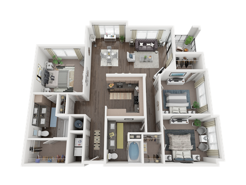 Floor plan for 3 beds, 2 baths, 1458 sqft