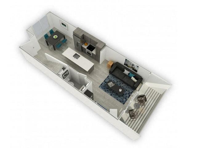 Floor plan for 2 beds, 2.5 baths, 1128 sqft