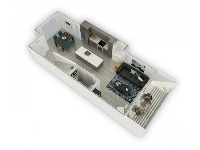 Floor plan for 2 beds, 2.5 baths, 1212 sqft