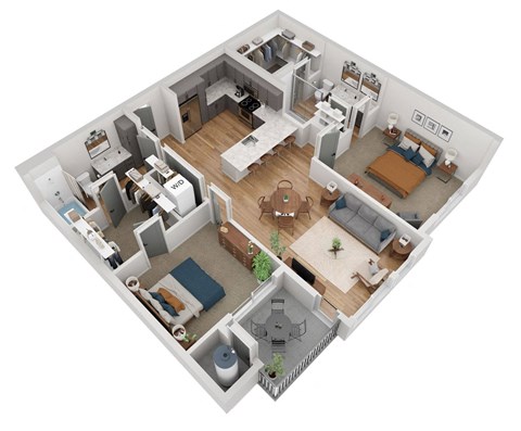 Floor plan for 2 beds, 2 baths, 1126 sqft