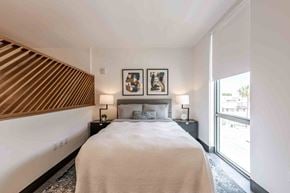 Miami Beach apartment for rent - Bright bedroom in a Miami Beach pet-friendly apartment featuring large windows, neutral tones, and spacious layout for comfortable urban living.