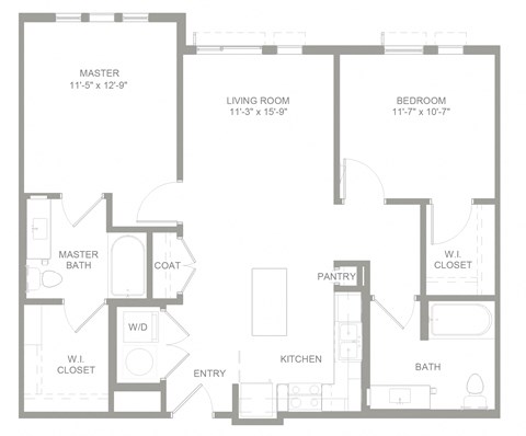 Floor plan for 2 beds, 2 baths, 1015 sqft