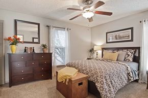 Atlanta apartment for rent - Audubon Briarcliff apartments in Atlanta Georgia photo of bedroom with ceiling fan