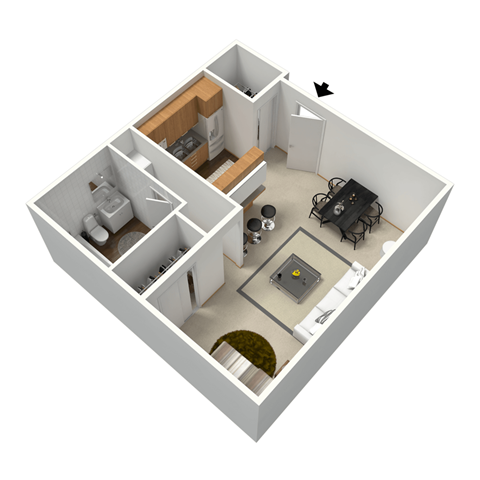 Floor plan for studio, 1 bath, 450 sqft