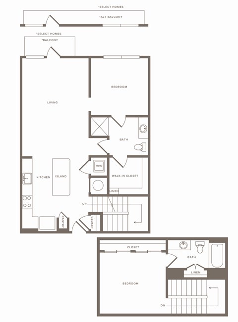 Floor plan for 2 beds, 2 baths, 1114 sqft