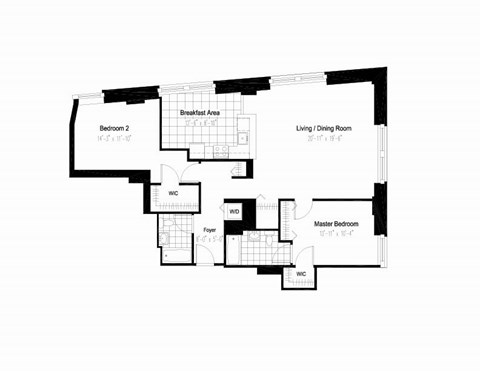 Floor plan for 2 beds, 2 baths, 1276 sqft