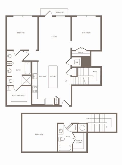 Floor plan for 3 beds, 2 baths, 1448 sqft