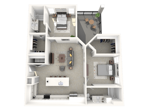 Floor plan for 2 beds, 2 baths, 1177 sqft