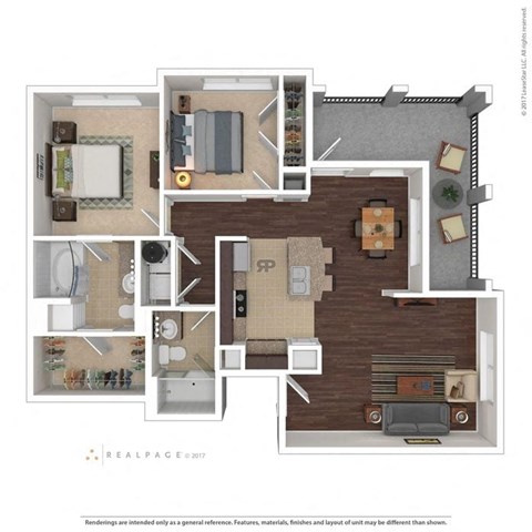 Floor plan for 2 beds, 2 baths, 1029 sqft