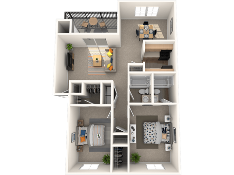 Floor plan for 2 beds, 2 baths, 1210 sqft