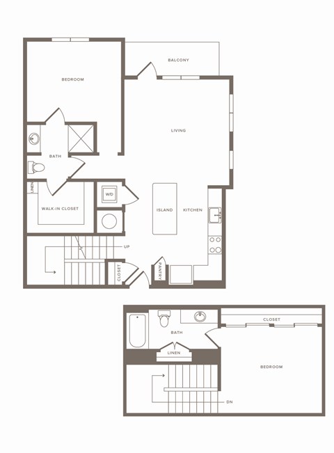 Floor plan for 2 beds, 2 baths, 1160 sqft
