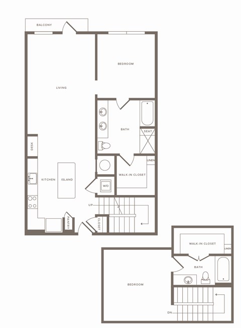 Floor plan for 2 beds, 2 baths, 1262 sqft