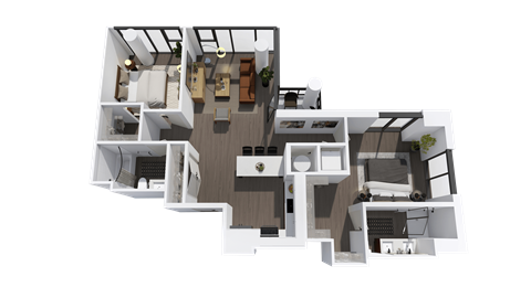 Floor plan for 2 beds, 2 baths, 1150 sqft