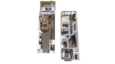 Floor plan for 2 beds, 2 baths, 1387 sqft