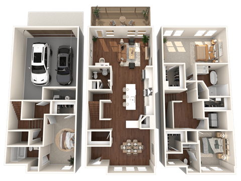 Floor plan for 3 beds, 3.5 baths, 2507 sqft