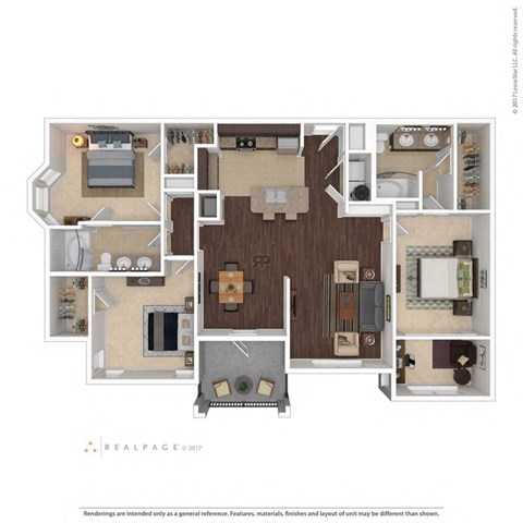 Floor plan for 3 beds, 2 baths, 1532 sqft