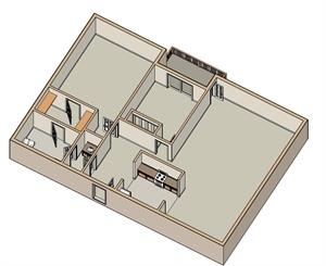 Floor plan for 2 beds, 1.5 baths, 1010 sqft