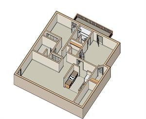 Floor plan for 2 beds, 2 baths, 1040 sqft