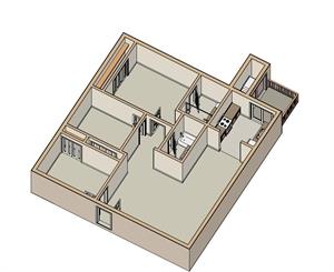 Floor plan for 3 beds, 2 baths, 1300 sqft