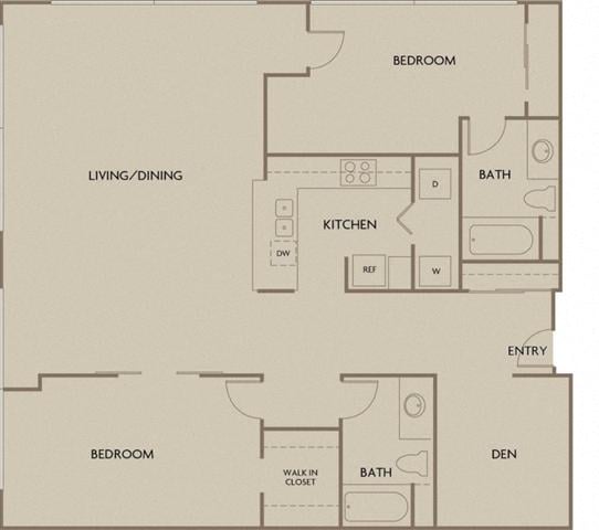 Floor plan for 2 beds, 2 baths, 1688 sqft