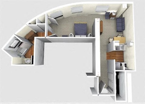 Floor plan for studio, 1 bath, 493 sqft