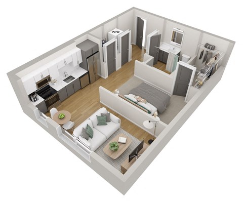 Floor plan for studio, 1 bath, 581 sqft