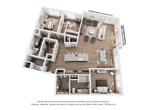 Floor plan for 3 beds, 2 baths, 1704 sqft