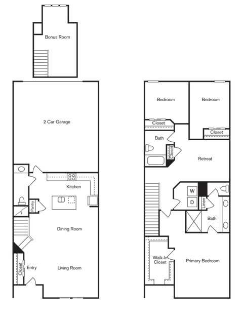 Floor plan for 3 beds, 2.5 baths, 2374 sqft