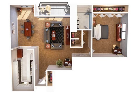 Floor plan for 1 bed, 1 bath, 826 sqft