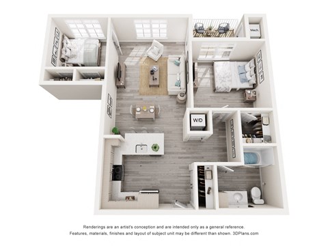Floor plan for 2 beds, 1 bath, 920 sqft