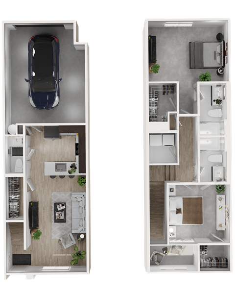 Floor plan for 2 beds, 2 baths, 1245 sqft