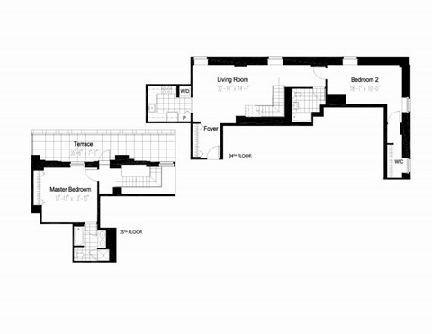 Floor plan for 2 beds, 2 baths, 1386 sqft